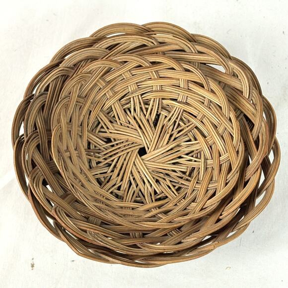 Vintage Set of 3 Woven Nesting Baskets Farmhouse Cottagecore Keys Trinkets - Picture 5 of 6